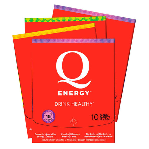 Q Energy Drink Healthy Wildberry 20 Servings, Orange 10 Servings, Lemon Lime 10 Servings 