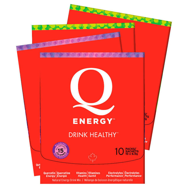 Q Energy Drink Healthy Wildberry 20 Servings, Lemon Lime 20 Servings 