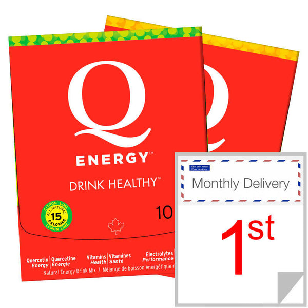 Q Energy Drink Healthy Orange 10 Servings and Lemon Lime 10 Servings Monthly