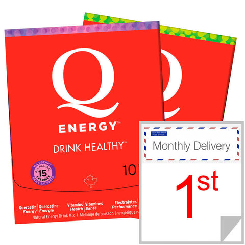 Q Energy Drink Healthy Wildberry 10 Servings and Lemon Lime 10 Servings Monthly